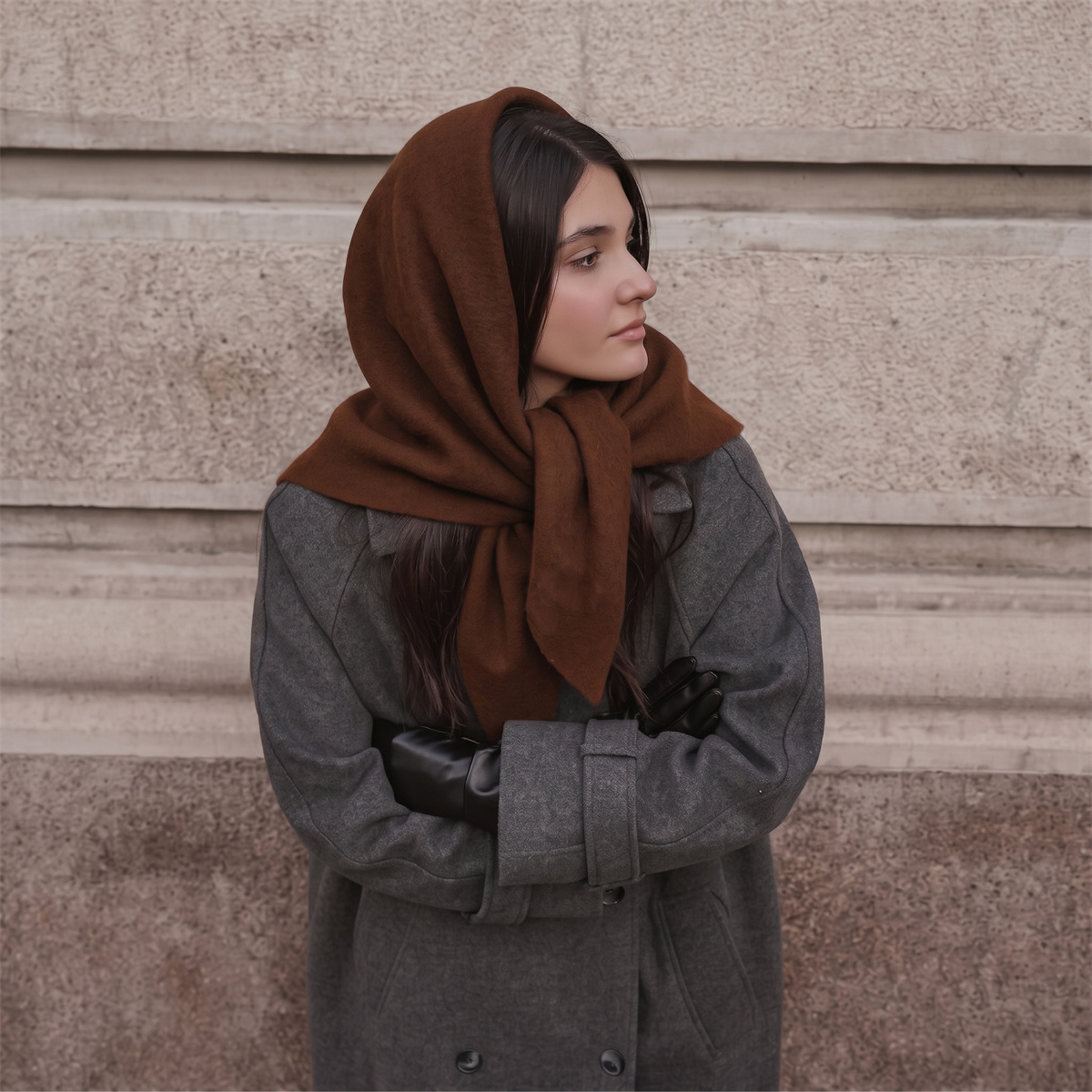 Women'S Winter Accessories Set - وشاح مثلثي محبوك دافئ للنساء، وشاح