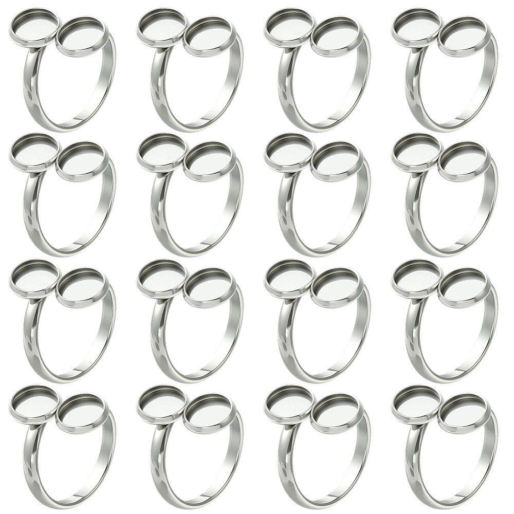 Ring Set Adjustable - 16 قطعة قاعدة خاتم فارغة 18