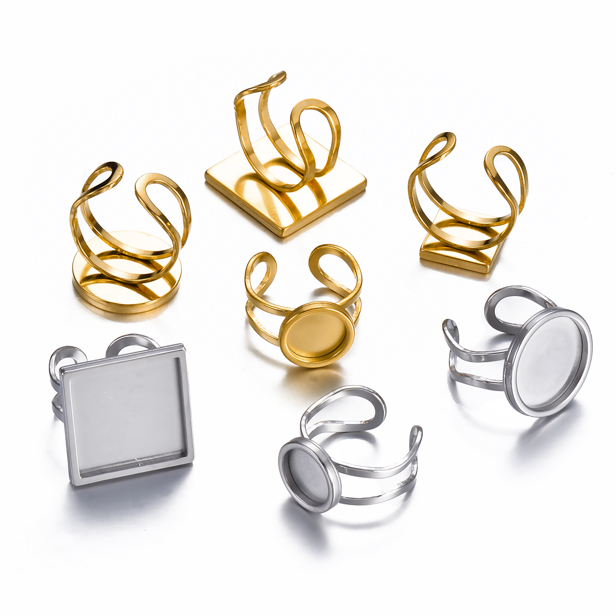 Ring Set Adjustable - 4 قطع من الفولاذ المقاوم للصدأ،