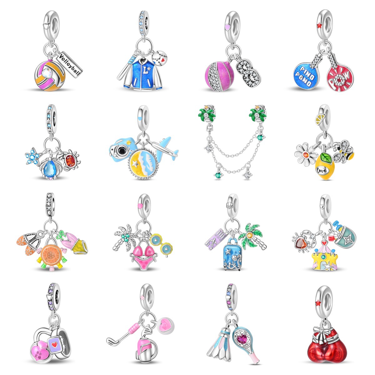 Women'S Volleyball Accessories - خرزات فضية مطلية بتصميمات ساحرة جديدة