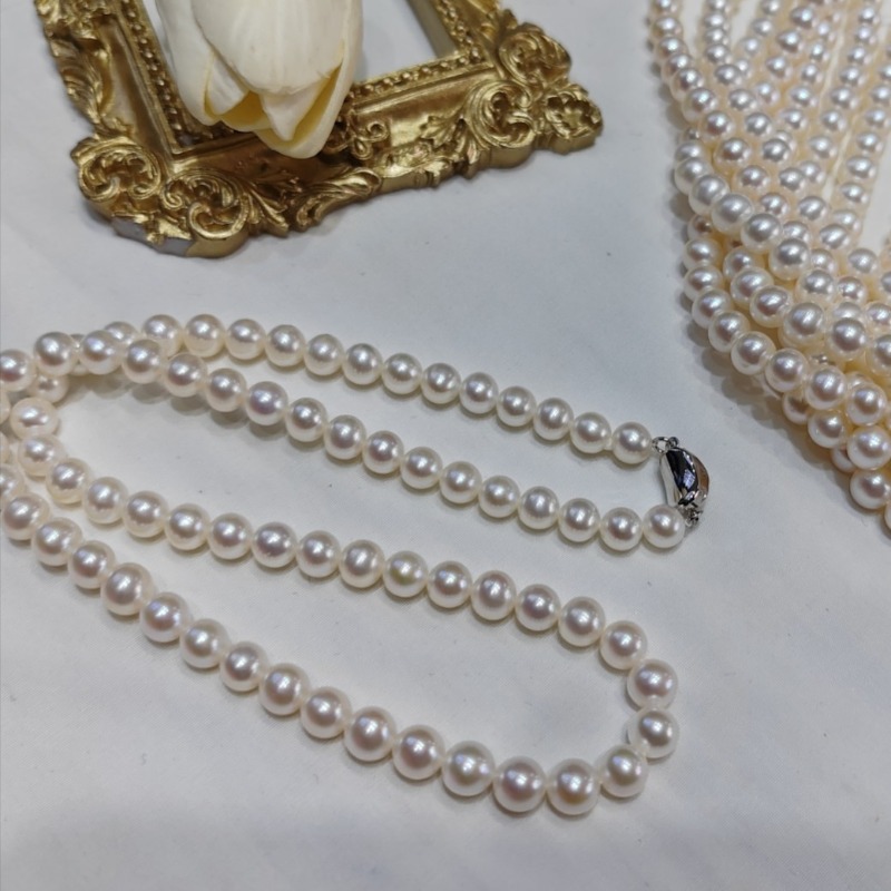 Women'S Accessories Manufacturers - قلادة لؤلؤ طبيعي 18 بوصة 6-8