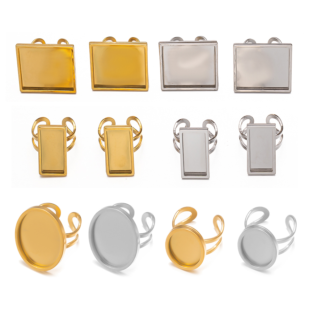 Ring Set Adjustable - 4 قطعة الفولاذ المقاوم للصدأ مربع