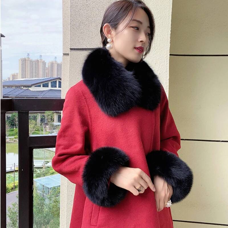 معطف شتوي بياقة للنساء من فرو  - مراجعة Women'S Winter Accessories Set وسعره