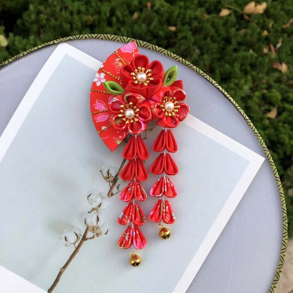 دبوس شعر بشرابات على شكل مروحة - مراجعة Women'S Kimono Accessories وسعره